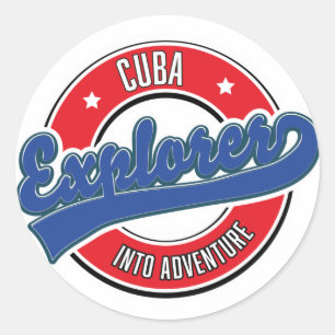 Cuba Entdecker in Abenteuer Logo Runder Aufkleber