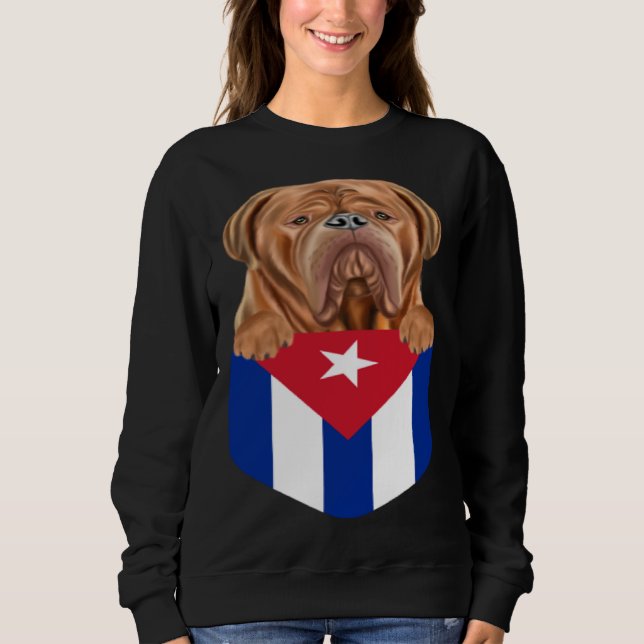 Cuba Flag Dogues de Bordeaux Dog In Pocket Sweatshirt (Vorderseite)
