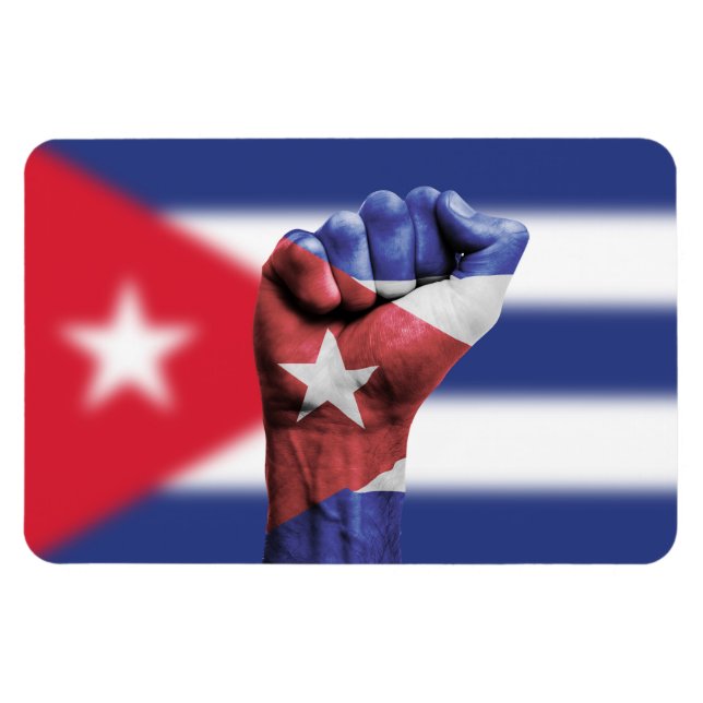 Cuba Flag Fist Magnet (Horizontal)