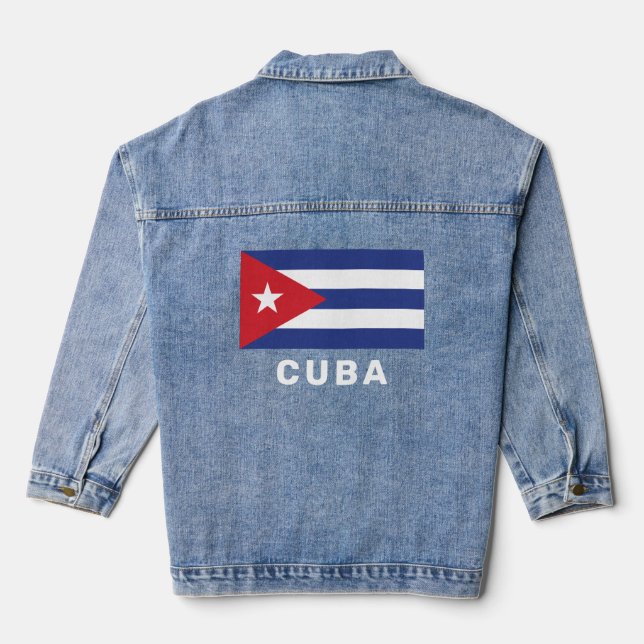 Cuba-Flag für benutzerdefinierten Text Jeansjacke (Rückseite)
