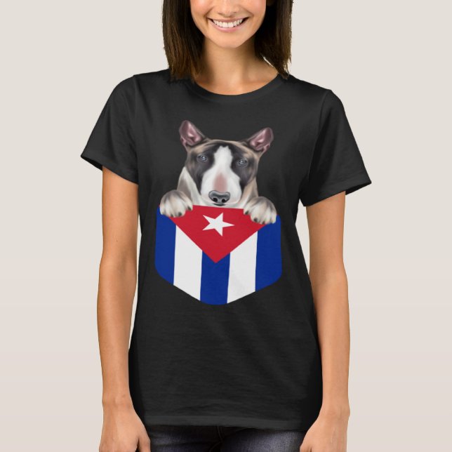 Cuba Flag Miniature Bull Terrier Dog In Pocket T-Shirt (Vorderseite)