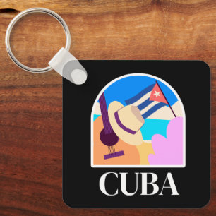 Cuba Flag Salsa Vintag Schlüsselanhänger