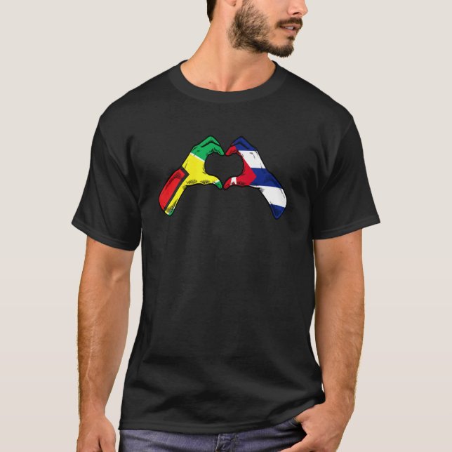 Cuba Guyana Flag Cuban Guyanese Heart 1 T-Shirt (Vorderseite)