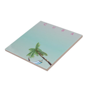 Cuba Hammock Vintager Urlaubstext. Fliese