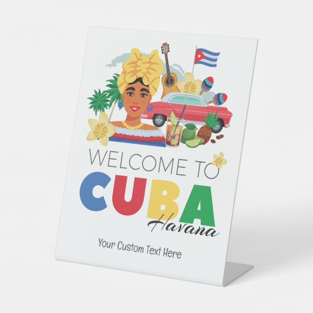 Cuba Havana Benutzerdefinierter Text Sockelschild (Vorderseite)