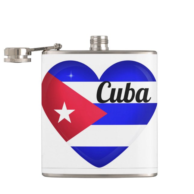 Cuba Heart Flag Flachmann (Geöffnet)