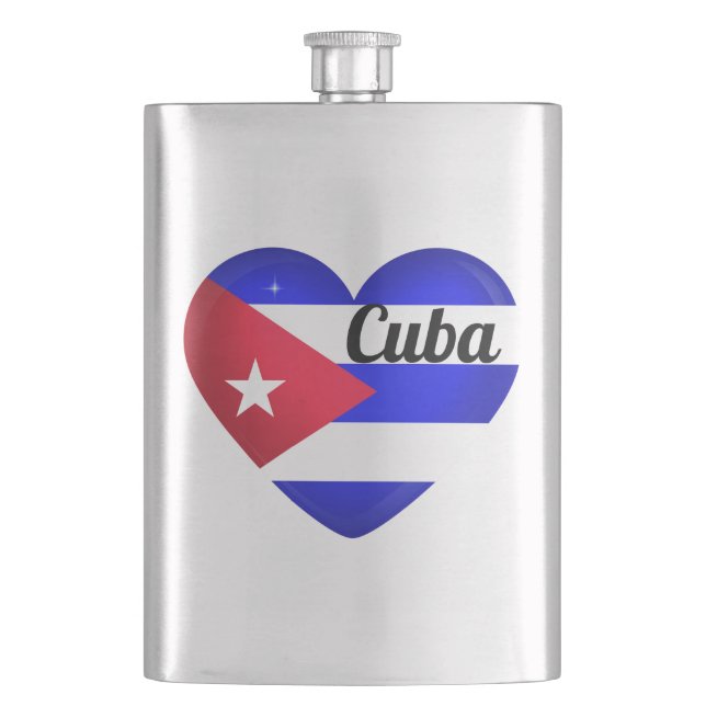 Cuba Heart Flag Flachmann (Vorderseite)