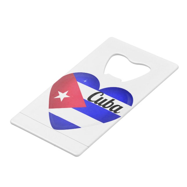 Cuba Heart Flag Geldkarten Flaschenöffner (Vorderseite Schrägansicht)