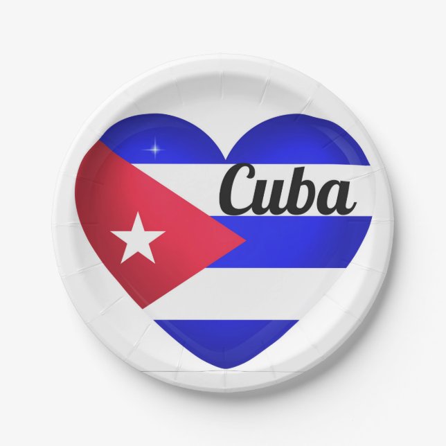 Cuba Heart Flag Pappteller (Vorderseite)