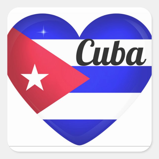 Cuba Heart Flag Quadratischer Aufkleber (Vorderseite)