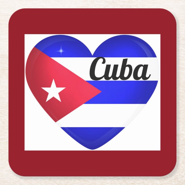 Cuba Heart Flag Rechteckiger Pappuntersetzer (Vorderseite)