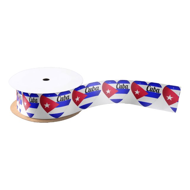 Cuba Heart Flag Satinband (Spule)