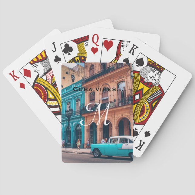 Cuba Holiday Travel Monogram Classic Playing Cards Spielkarten (Rückseite)
