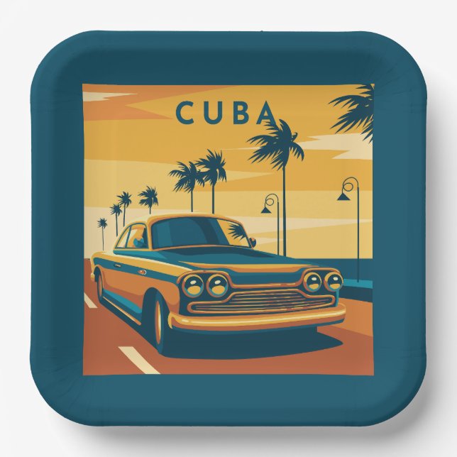 Cuba Illustration Pappteller (Vorderseite)