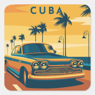 Cuba Illustration Quadratischer Aufkleber