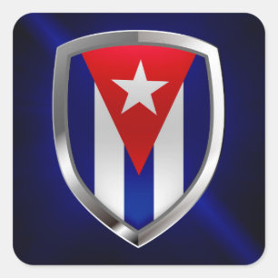 Cuba Mettalic Emblem Quadratischer Aufkleber
