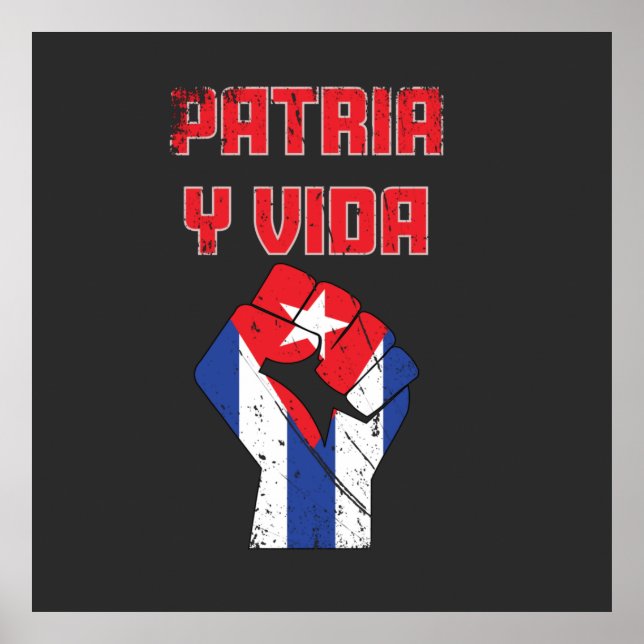 Cuba Patria Y Vida Poster du drapeau cubain Art mu (Devant)