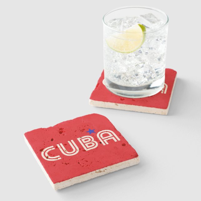 Cuba Retro Steinuntersetzer (Seitenansicht)