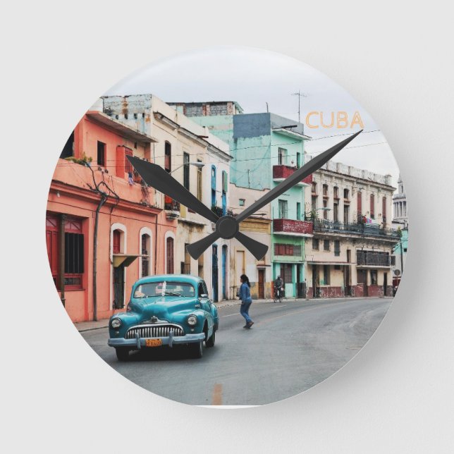 Cuba                 runde wanduhr (Vorderseite)