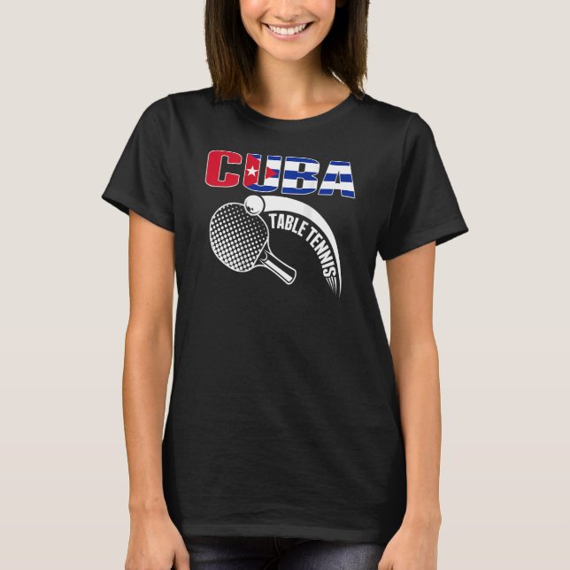 Cuba Table Tennis Cuban Ping Pong Supporter Spor T-Shirt (Vorderseite)