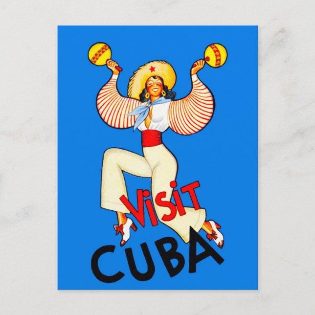 Cuba Travel Poster Maracas Postkarte (Vorderseite)