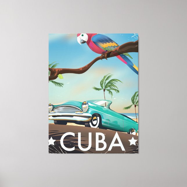 Cuba Vintag Retro Travel Print Leinwanddruck (Vorderseite)