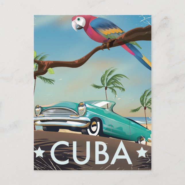 Cuba Vintag Retro Travel Print Postkarte (Vorderseite)