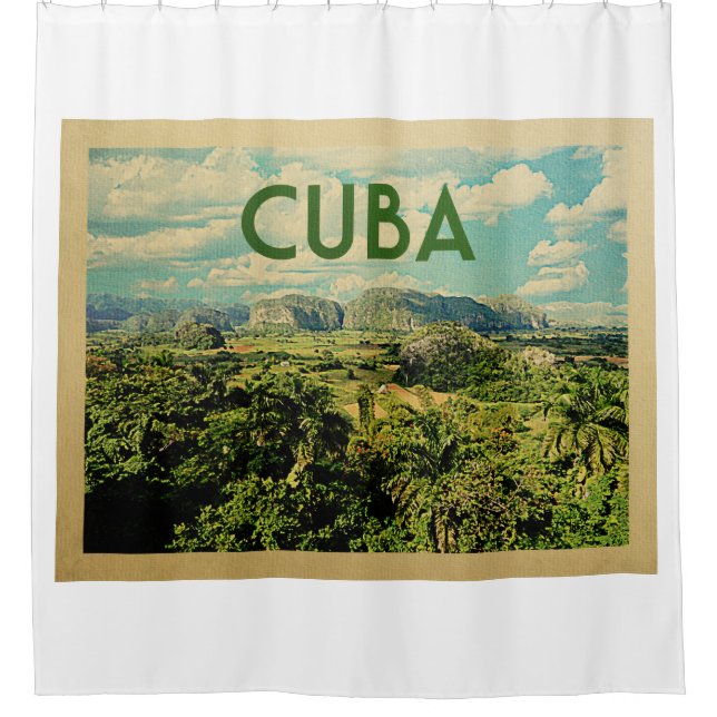 Cuba Vintage Travel Duschvorhang (Vorderseite)