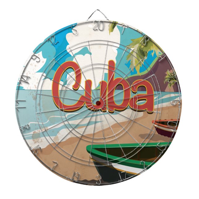 Cuba Vintage Travel Poster Dartscheibe (vorne)