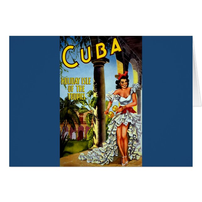 Cuban Dancer Vintage Travel Card (Vorderseite (Horizontal))