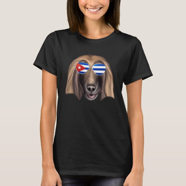Cuban Flag Afghan Hound Dog Cuba Pocket T-Shirt (Vorderseite)