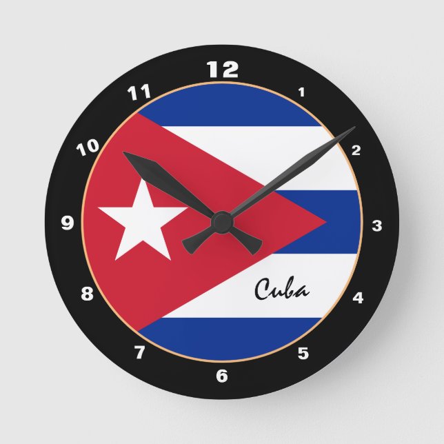 Cuban Flag & Cuba trendige Zuhause-/Design-Uhr Runde Wanduhr (Vorderseite)