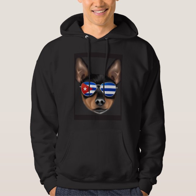 Cuban Flag Toy Fox Terrier Dog Cuba Pocket Hoodie (Vorderseite)