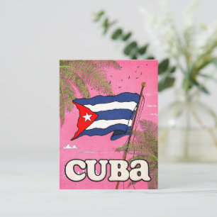 Cuban Flag Vintage Travel Poster Postkarte