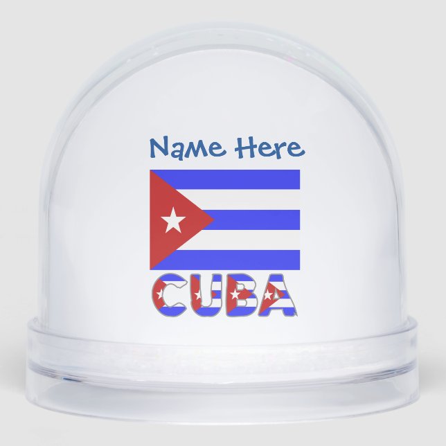 Cuban kubanische Flaggen Blaue Personalisierte Str Schneekugeln (Vorderseite)