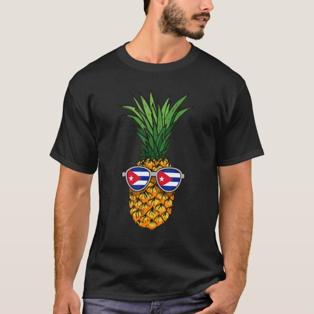 Cuban Pineapple Cuba Flag Sunglasses Summer T-Shirt (Vorderseite)