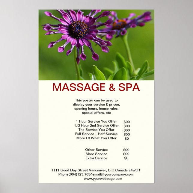 Cubane violet Spa Massage Beauté Salon Poster (Devant)