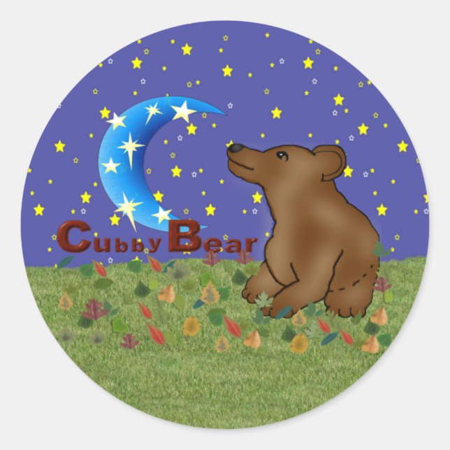 Cubby Bear Runder Aufkleber (Vorderseite)