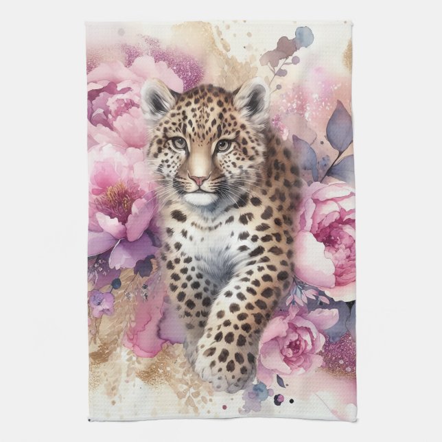 Cube Leopard & Serviette de cuisine Rose (Vertical)