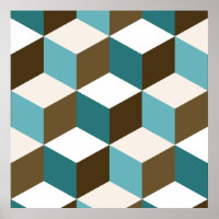 Cube Lg Ptn Teals Brown Creme & White