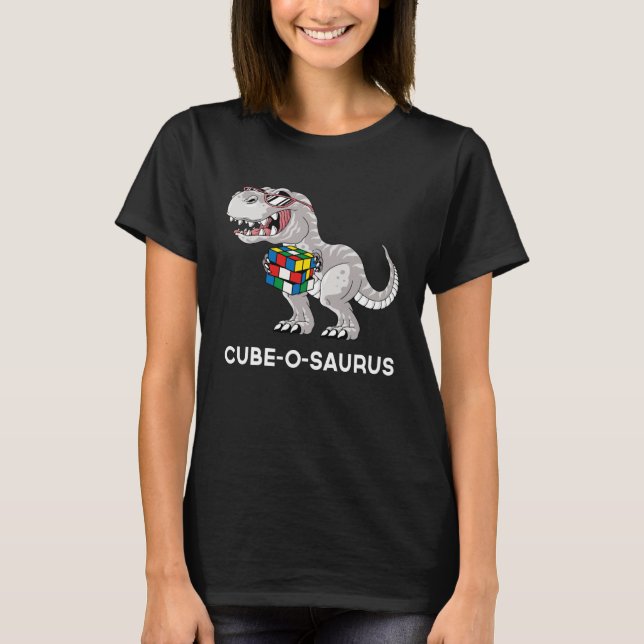 Cube o saurus  Competitive Speed Cubing Dinosaur T-Shirt (Vorderseite)