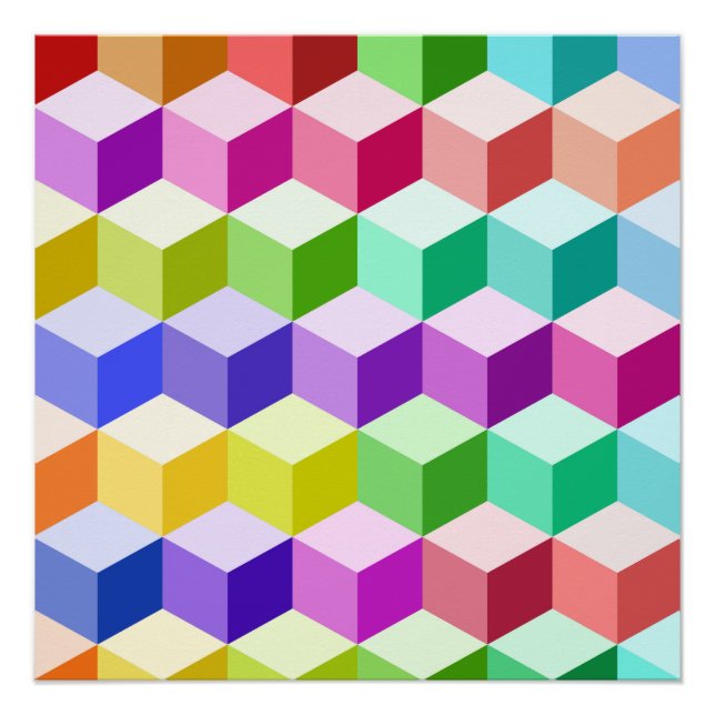 Cube Pattern Multicolored Poster (Vorderseite)