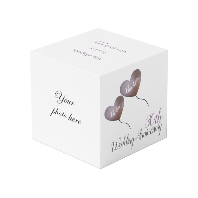 Cube Photo 30e anniversaire de la mariage perle ballons cardi (Angle devant)