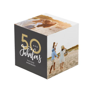 Cube Photo 50 ans et fabuleux anniversaire noir et or 