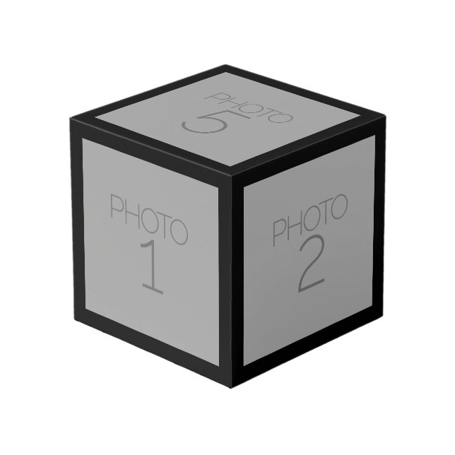 Cube Photo 5 Collage photo avec bordure noire solide (Angle devant)