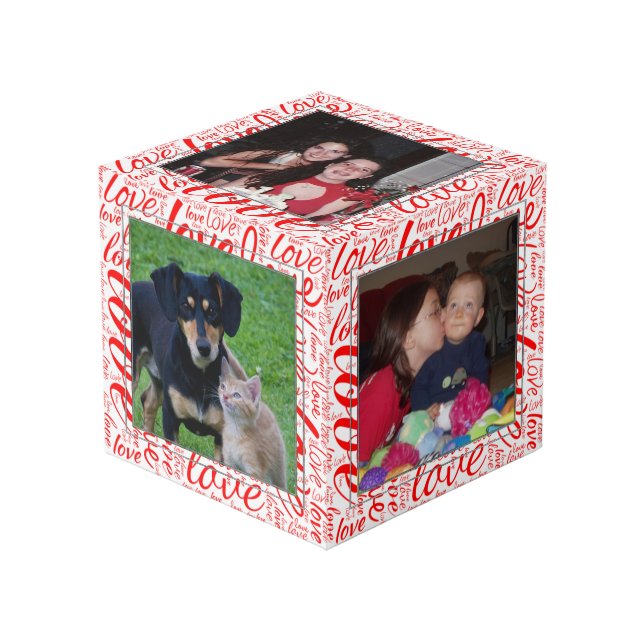 Cube Photo Aimer l'art Word personnalisé | Valentine Classiqu (Angle arrière)