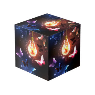 Cube Photo Ampoule lumineuse avec papillons nocturnes