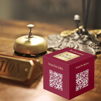 Cube Photo Bienvenue logo de l'entreprise QR codes table d'in