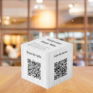 Cube Photo Bois de bienvenue QR codes info table restaurant d