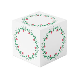 Cube Photo Cadre rond fleuri avec fleurs roses